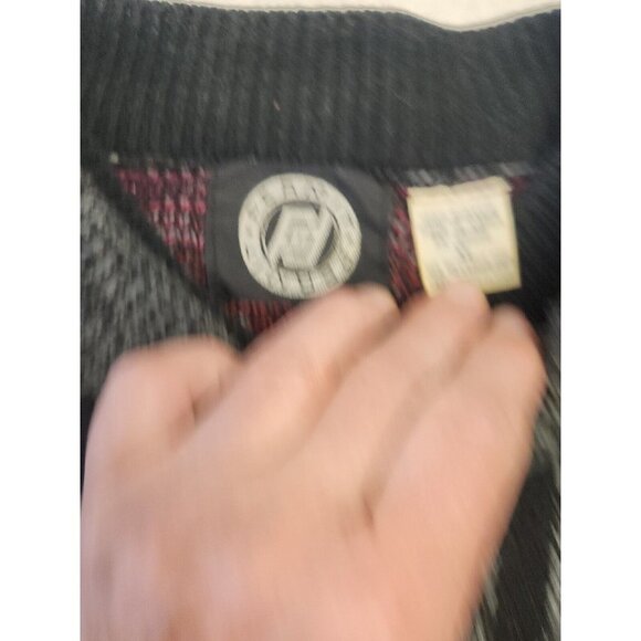 Vintage 90s Permit Striped Design Mens Pullover Sweater- Size XL Gray/Red - Picture 5 of 6